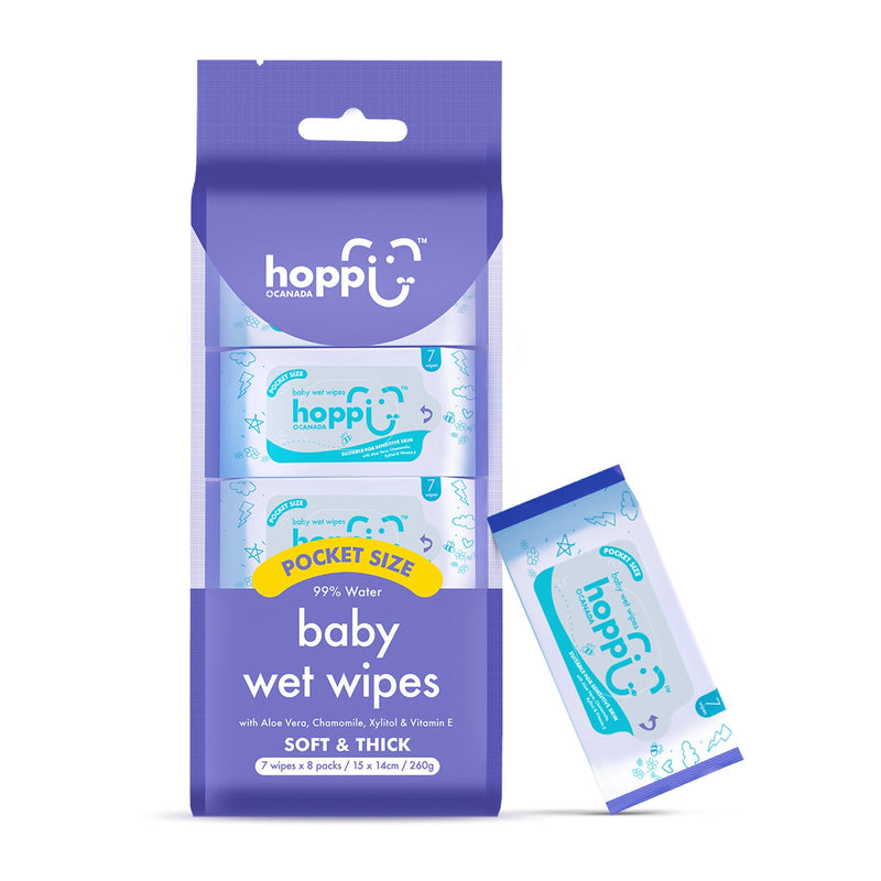 Hoppi Baby Wipes Mini 7s Pack (8-In-1 Bundle Pack)